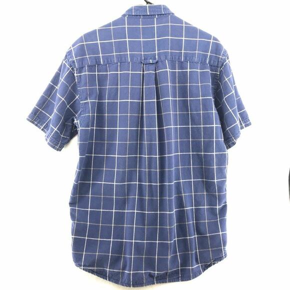 Pendleton Size Medium Shirt Button Front Short Sleeve Top Blue Plaid Cotton - Picture 4 of 4